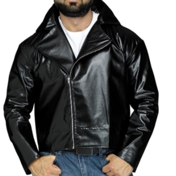 Rock N Roll Faux Leather Jacket Costume 1950s Retro - Picture 5 of 6